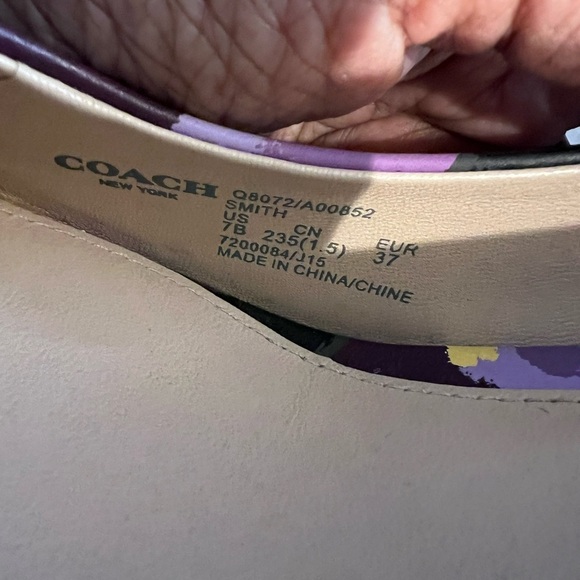 Coach Smith 100% Genuine Leather Purple Floral Pointed Toe Heels Women’s US 7 B - Picture 8 of 11